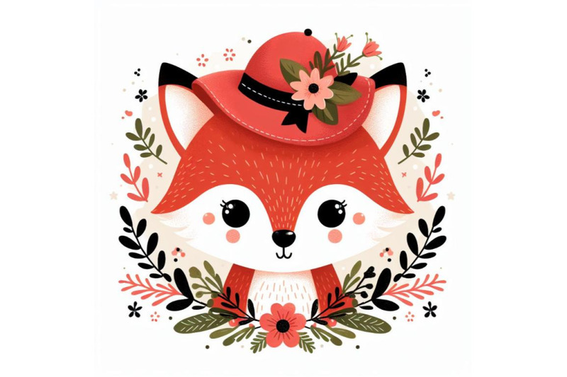 4-set-of-cute-fox-with-red-hat