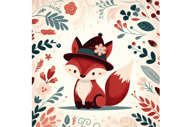 4-set-of-cute-fox-with-red-hat