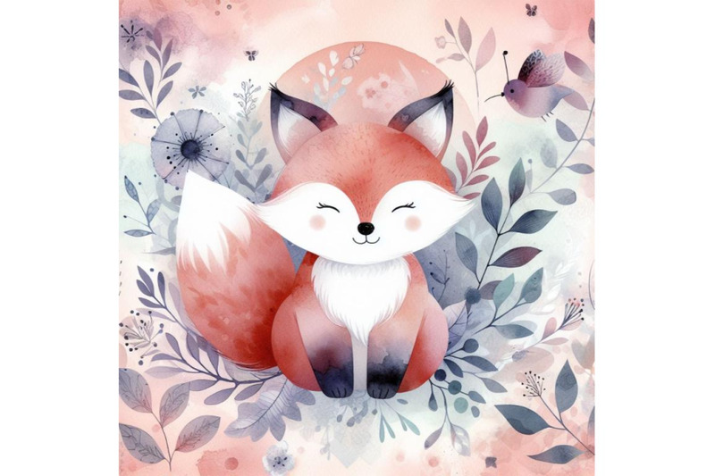 4-set-of-cute-watercolor-fox