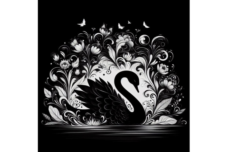 4-set-of-digital-art-abstract-black-swan