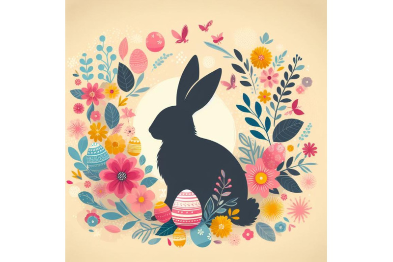 4-set-of-easter-bunny-silhouette-with-flowers-flat