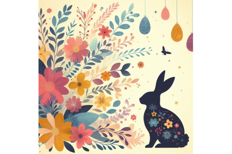 4-set-of-easter-bunny-silhouette-with-flowers-flat