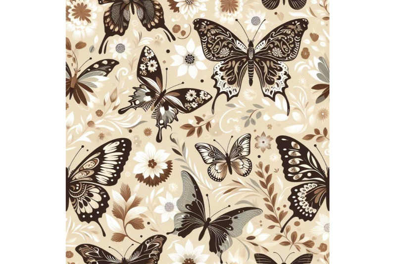 4-seamless-beige-pattern-with-white-and-brown-butterflies