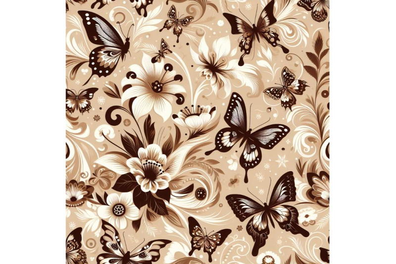 4-seamless-beige-pattern-with-white-and-brown-butterflies