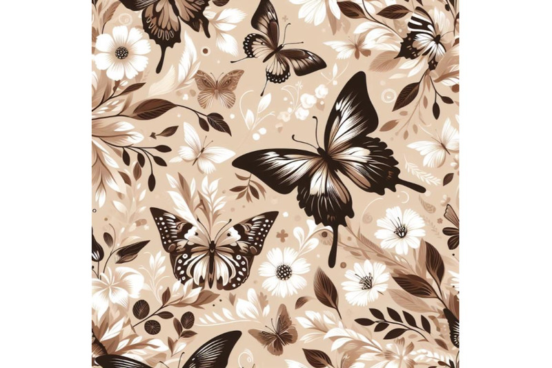 4-seamless-beige-pattern-with-white-and-brown-butterflies