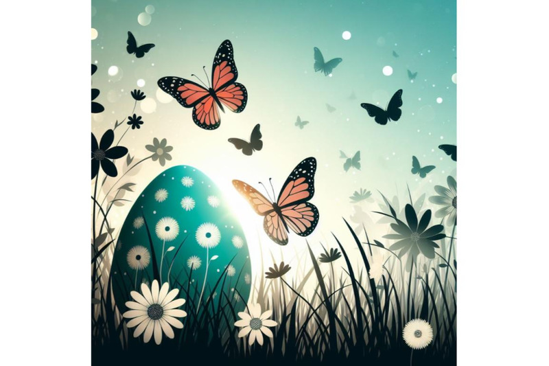 4-set-of-easter-day-eggs-in-green-grass-with-white-flowers-butterflies