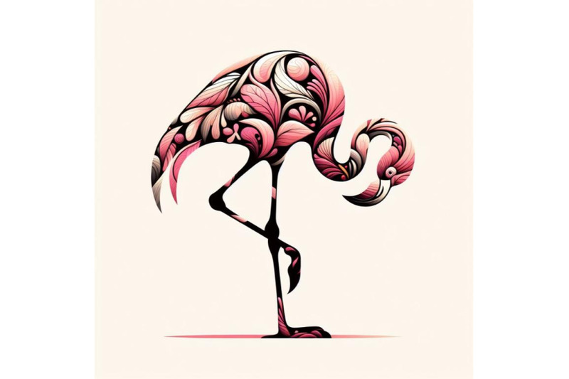 4-set-of-flamingo-abstract-art-brut-animal-character