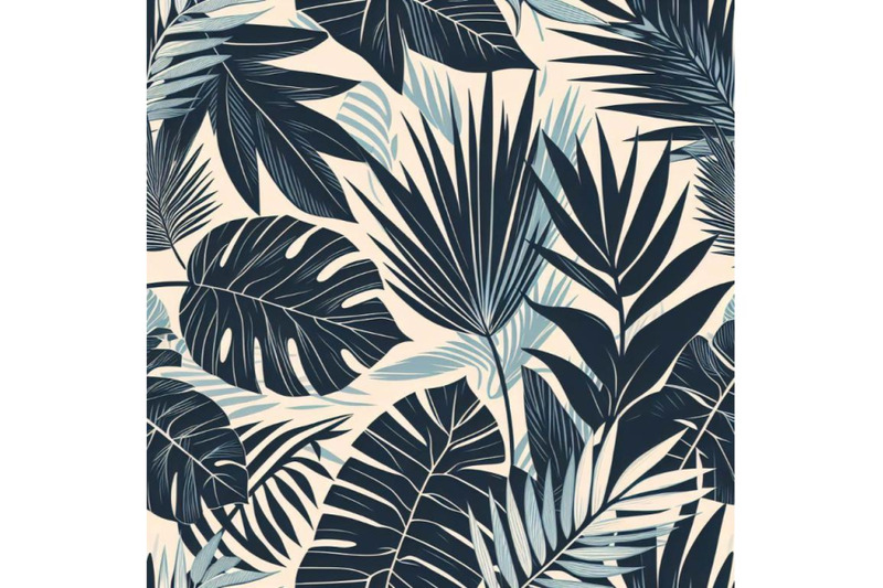 4-tropical-leaves-hand-drawn-seamless-pattern