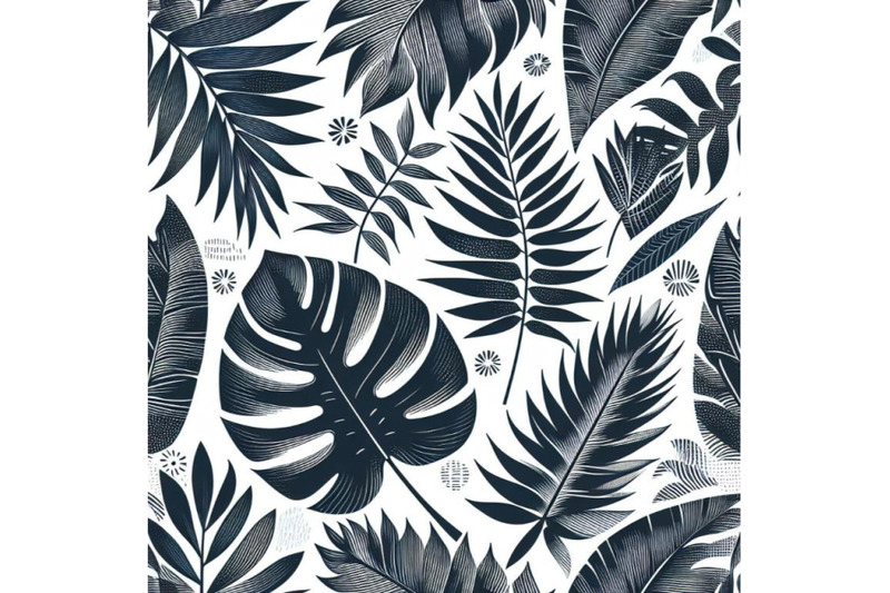 4-tropical-leaves-hand-drawn-seamless-pattern