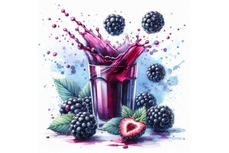 4-set-of-fresh-blackberries-fall-into-a-glass-with-juice-generating-a