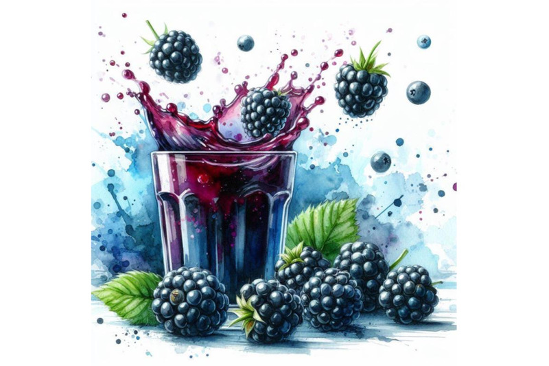 4-set-of-fresh-blackberries-fall-into-a-glass-with-juice-generating-a