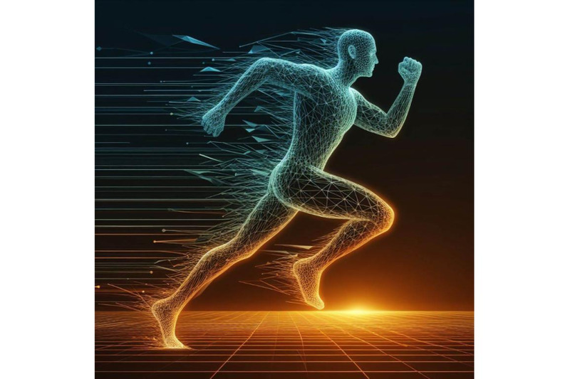 4-set-of-geometric-running-man-plygonal-3d-wireframe-speed-sport-geo