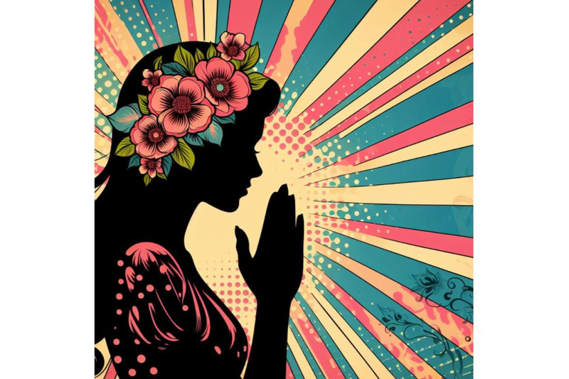 4-woman-prayer-joy-religion-pop-art-retro