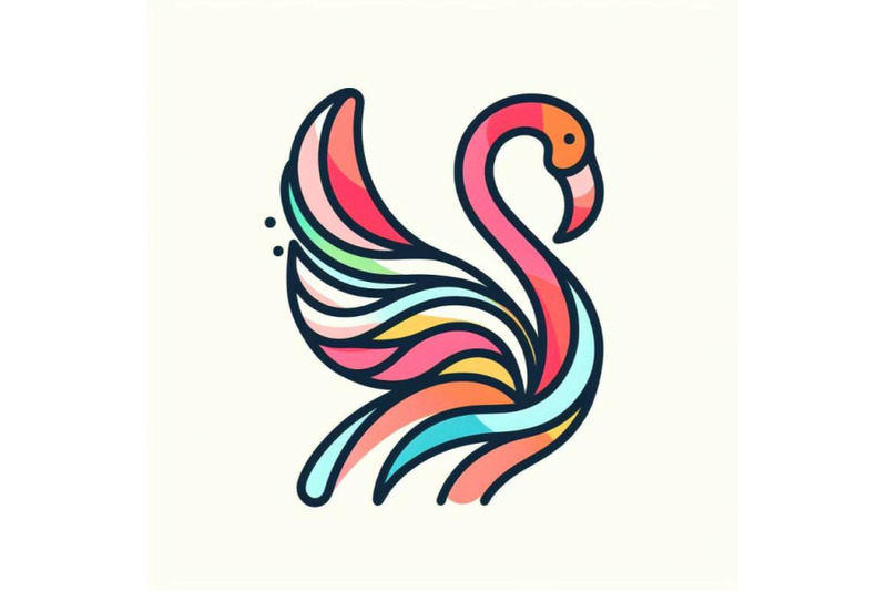 4-set-of-line-art-colorful-abstract-bird-flamingo-logo-design-vector