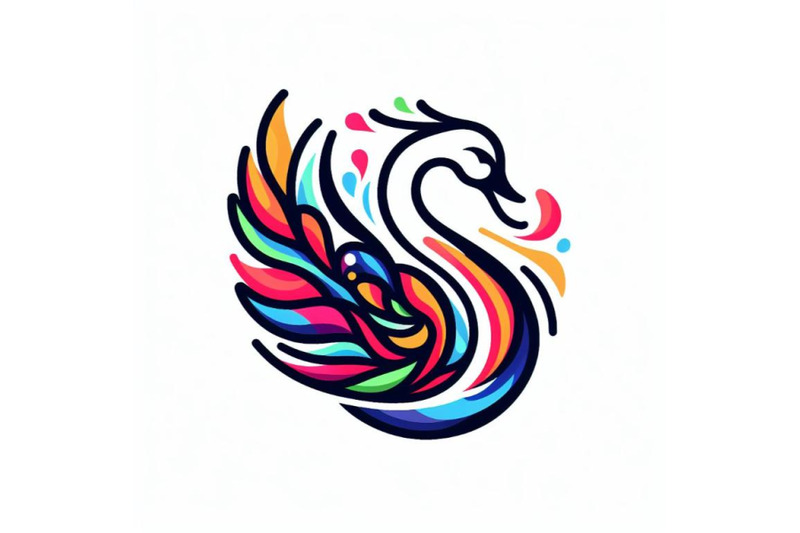 4-set-of-line-art-colorful-abstract-bird-swan-logo-design-vector