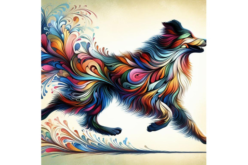4-set-of-running-colorful-dog-running-colorful-long-haired-dog
