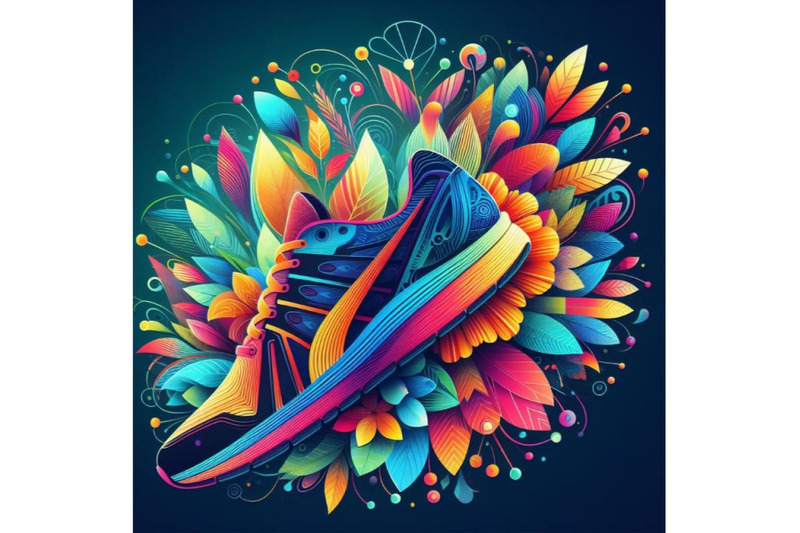 4-set-of-running-colorful-pair-shoes-bright-sport-sneakers-symbol