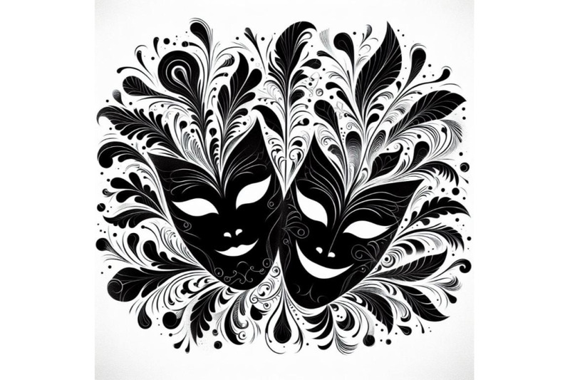 4-set-of-theatrical-masks-theatrical-mask-on-a-white-background