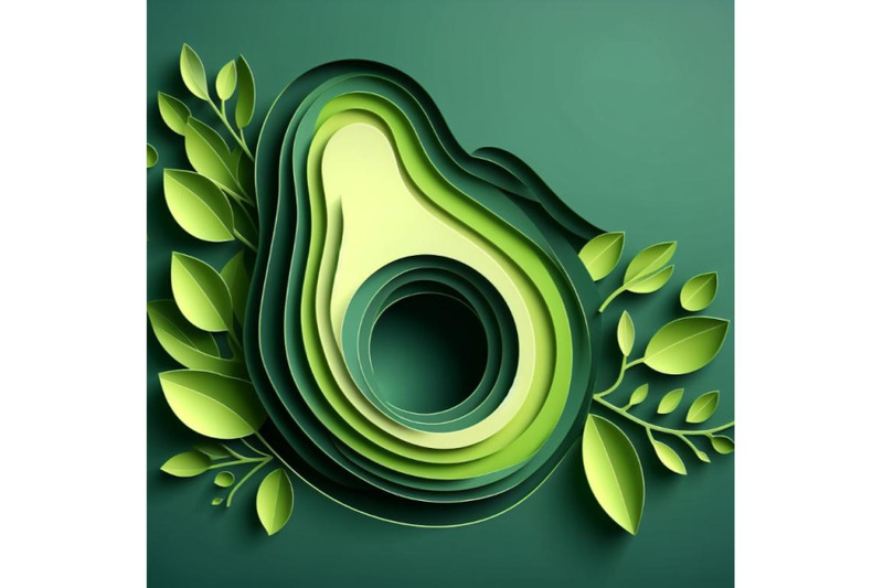 4-set-of-vector-paper-cut-green-avocado-fruit-cut-shapes-3d