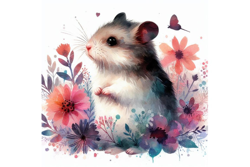 4-set-of-watercolor-cute-hamster-with-painted-flower