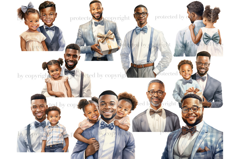 fathers-day-clipart-set-black-man-illustration