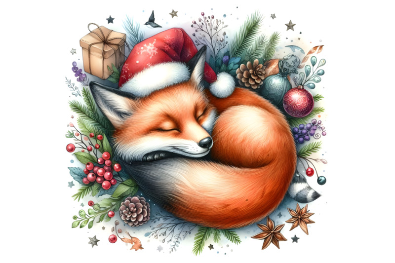 4-beautiful-image-with-nice-watercolor-hand-drawn-sleeping-fox