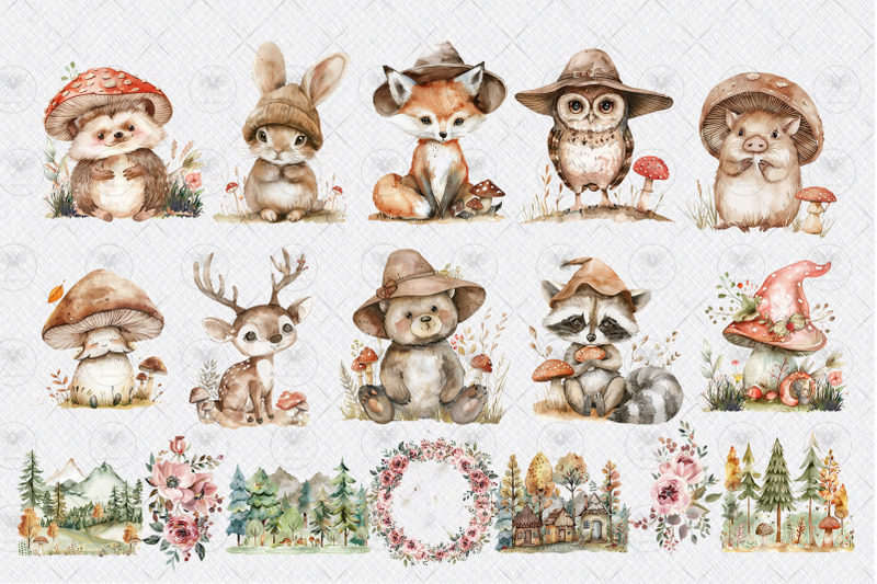 woodland-animals-clipart-watercolor