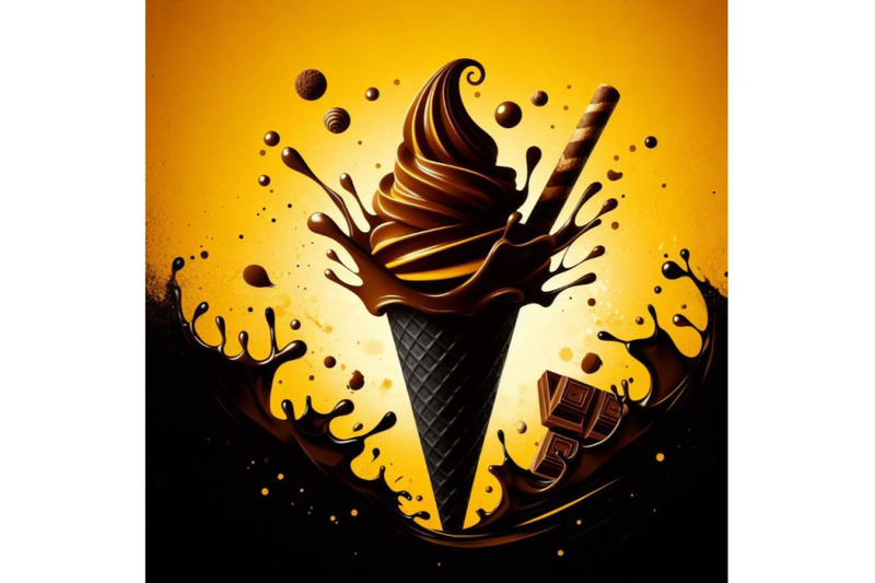 4-chocolate-ice-cream-cone-on-a-white-background