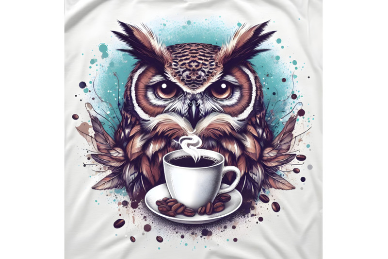 4-coffee-and-owl-illustration-with-splash-watercolor-textured-backgrou