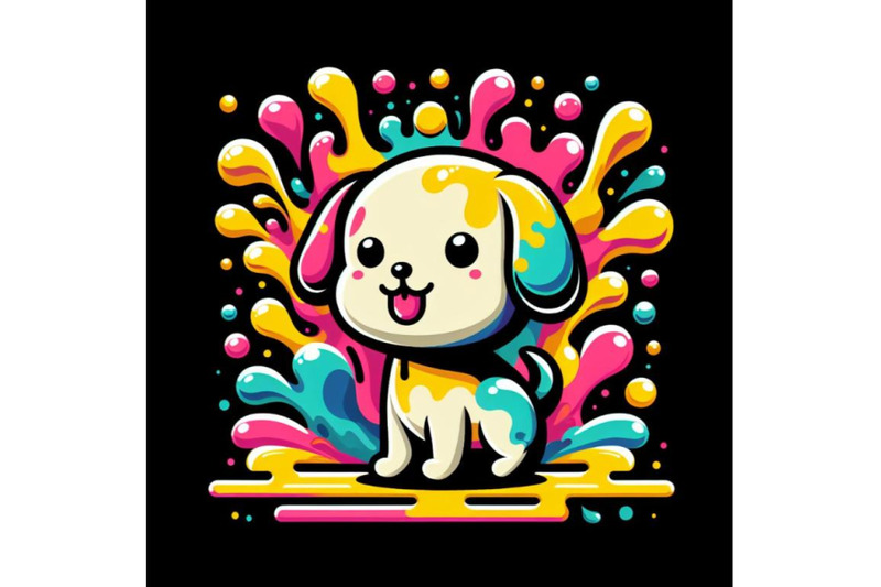 4-cute-cartoon-dog-with-colorful-liquid