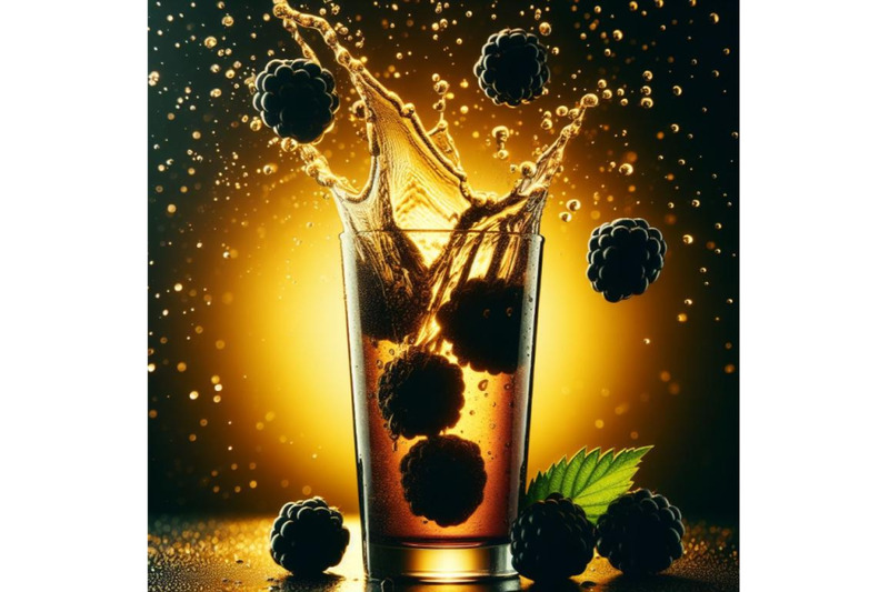 4-fresh-blackberries-fall-into-a-glass-with-juice-generating-a-splash