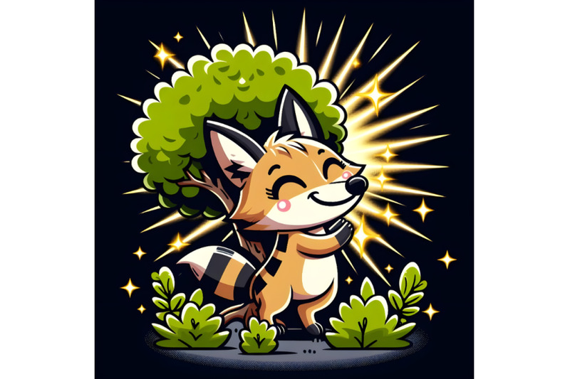 4-happy-aardwolf-clipart-with-tree-and-light-emitting