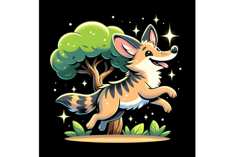 4-happy-aardwolf-clipart-with-tree-and-light-emitting