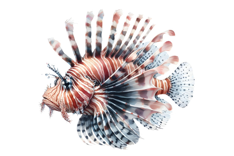 4-lionfish-watercolor-painting-white-background