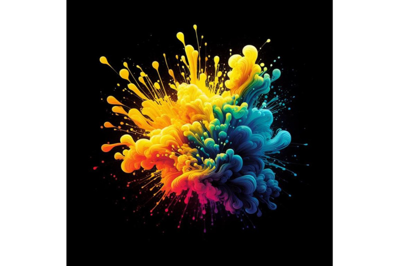 4-multicolored-rainbow-neon-ink-splash