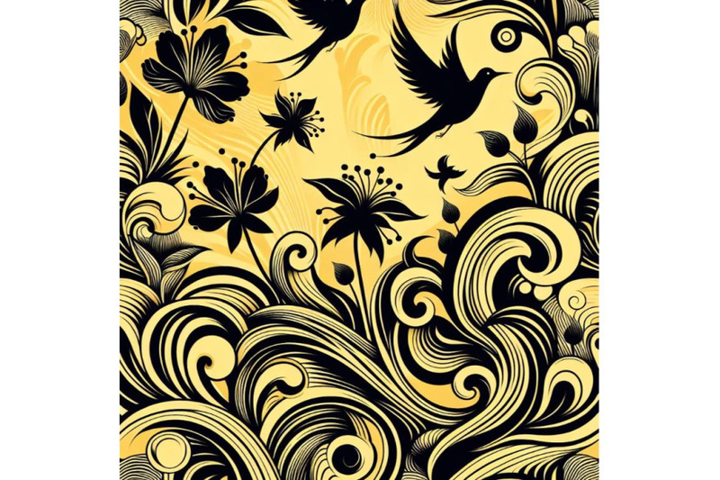 4-seamless-floral-background-with-waves-and-birds