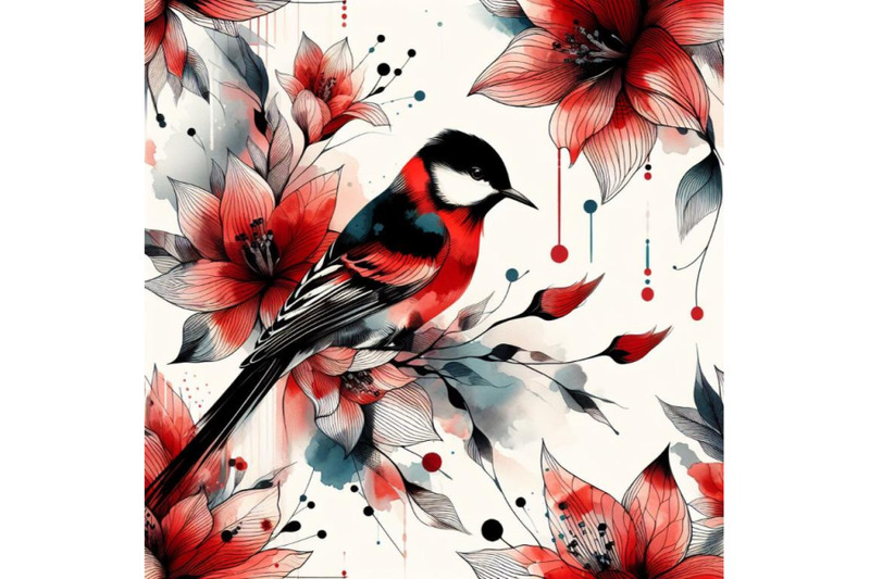 4-beautiful-vector-pattern-with-nice-watercolor-rosella-bird-pattern