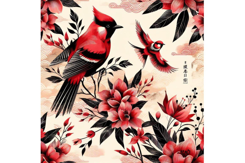 4-beautiful-vector-pattern-with-nice-watercolor-rosella-bird-pattern