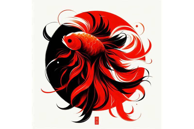 4-red-and-black-one-goldfish