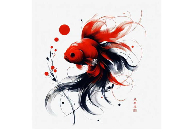 4-red-and-black-one-goldfish