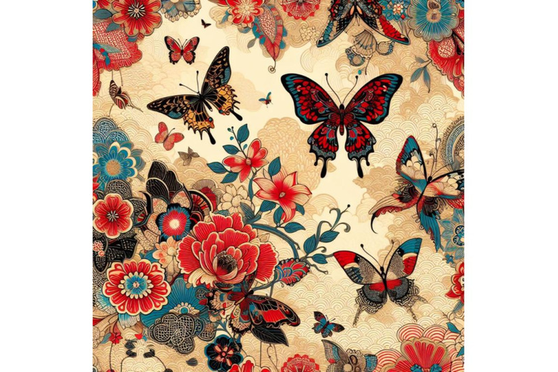 4-seamless-beige-pattern-with-bright-colorful-butterflies-and-bright-l