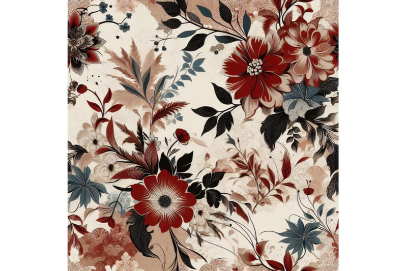 4-seamless-white-floral-pattern-with-vintage-brown-elements