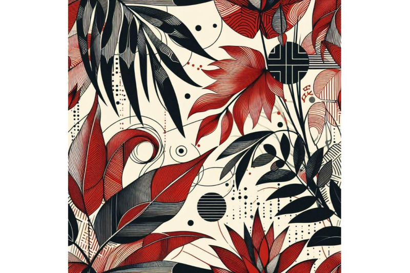 4-tropical-leaves-hand-drawn-seamless-pattern