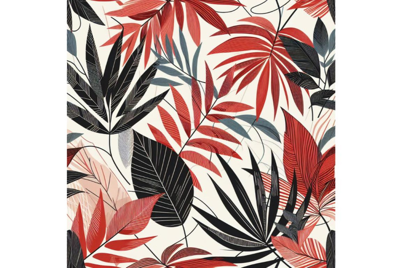 4-tropical-leaves-hand-drawn-seamless-pattern