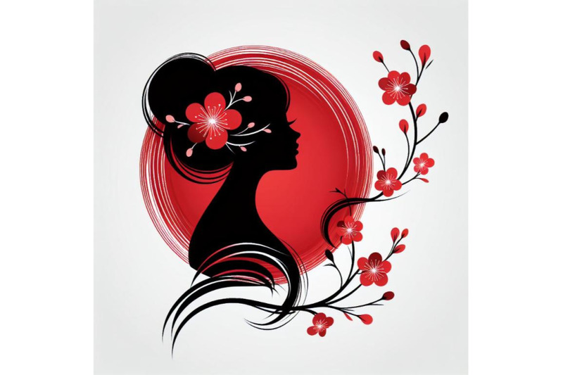 4-beautiful-spring-girl-silhouette-floral-woman-head-in-circle