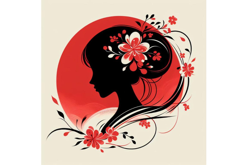 4-beautiful-spring-girl-silhouette-floral-woman-head-in-circle
