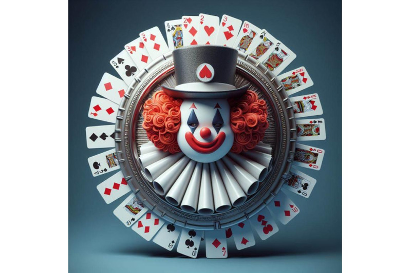 4-clown-from-circus-in-hubcap-with-playing-cards