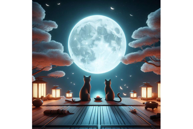 4-couple-of-cats-watching-the-moonlight