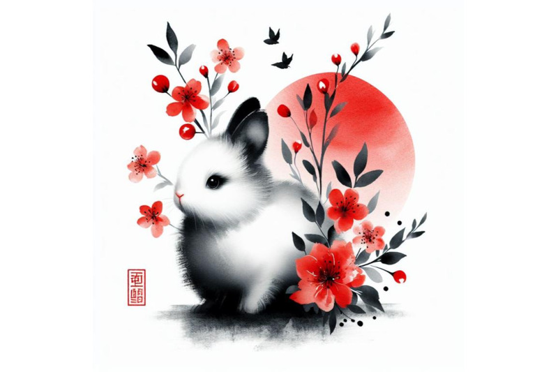 4-cute-watercolor-baby-bunny-with-flowers-isolate-on-white-background