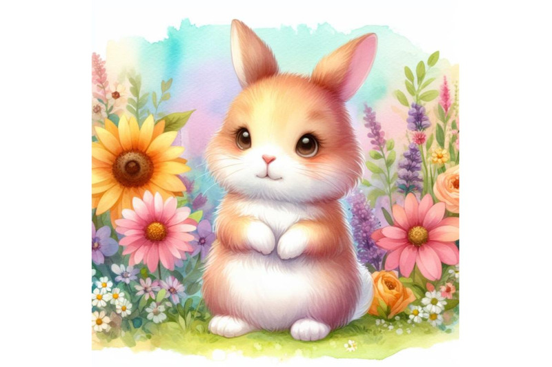 4-cute-rabbit-standing-in-a-flower-garden